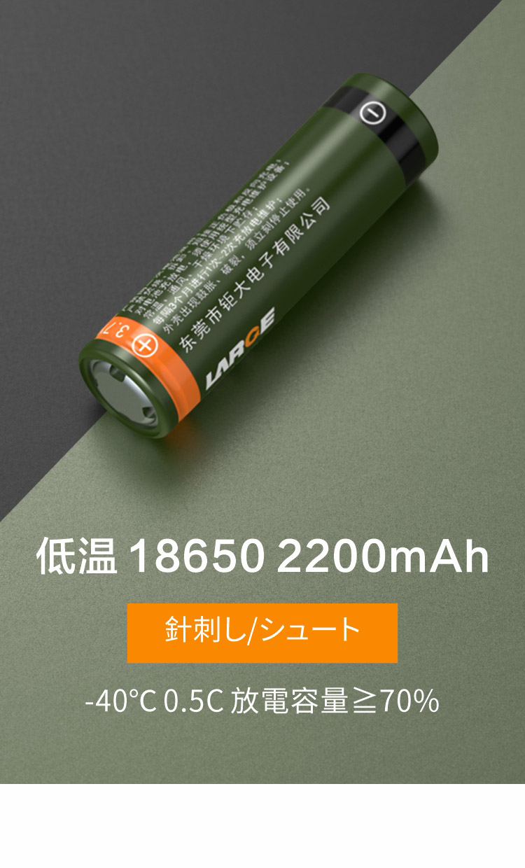 穿刺試験付き低溫18650セル